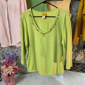 Green Top with shells around neck